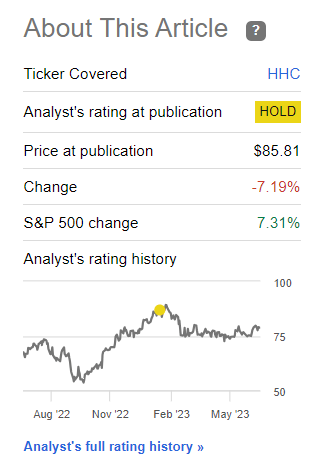 Seeking Alpha Howard Hughes ROR