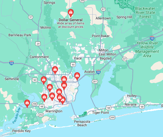 Map of Dollar General Locations