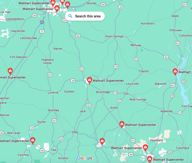 Map of Walmart Locations