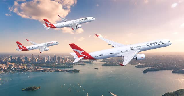 This image shows the airplanes Qantas ordered from Airbus.